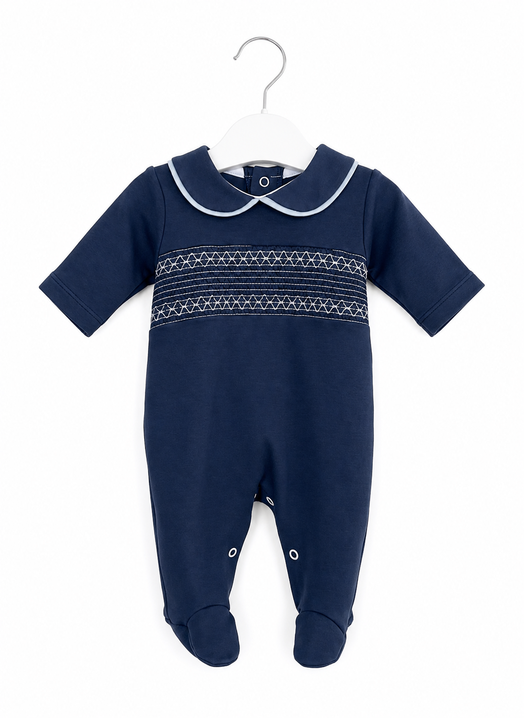 Navy Smocked Babygrow
