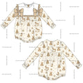 *PRE ORDER** Beige Bow Christmas Romper - READ DESCRIPTION