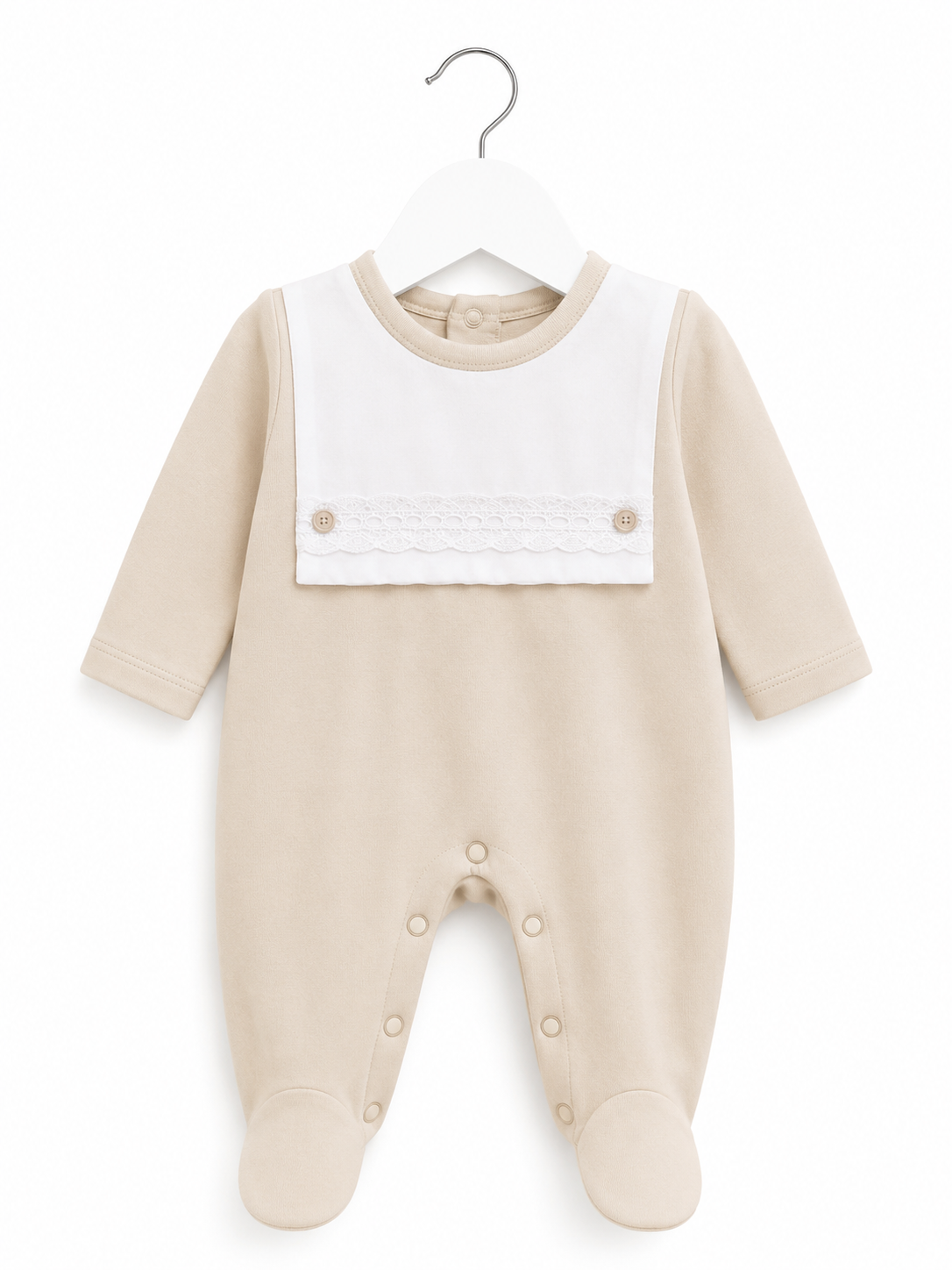 Beige square Collar Babygrow