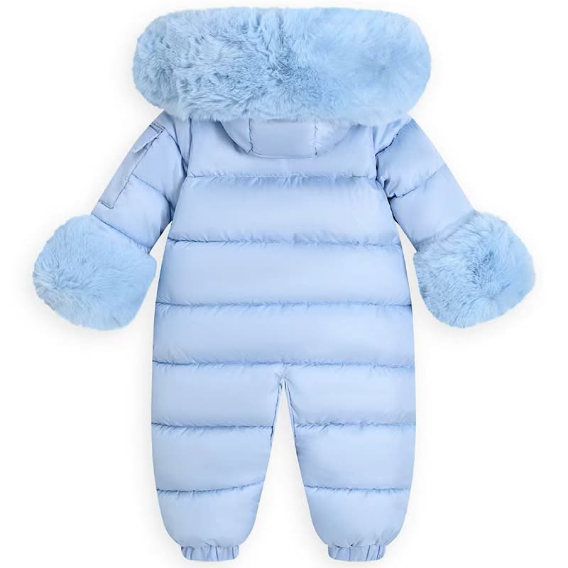 Baby Blue Faux Fur Hooded Snowsuit 3M-3 Years