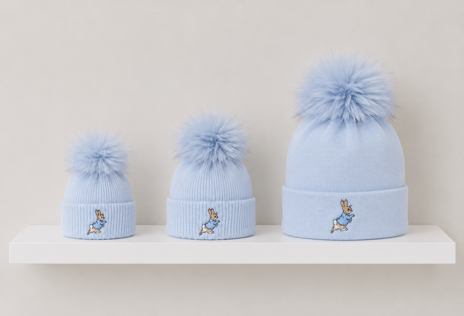 Single Pom Peter rabbit Hat Blue