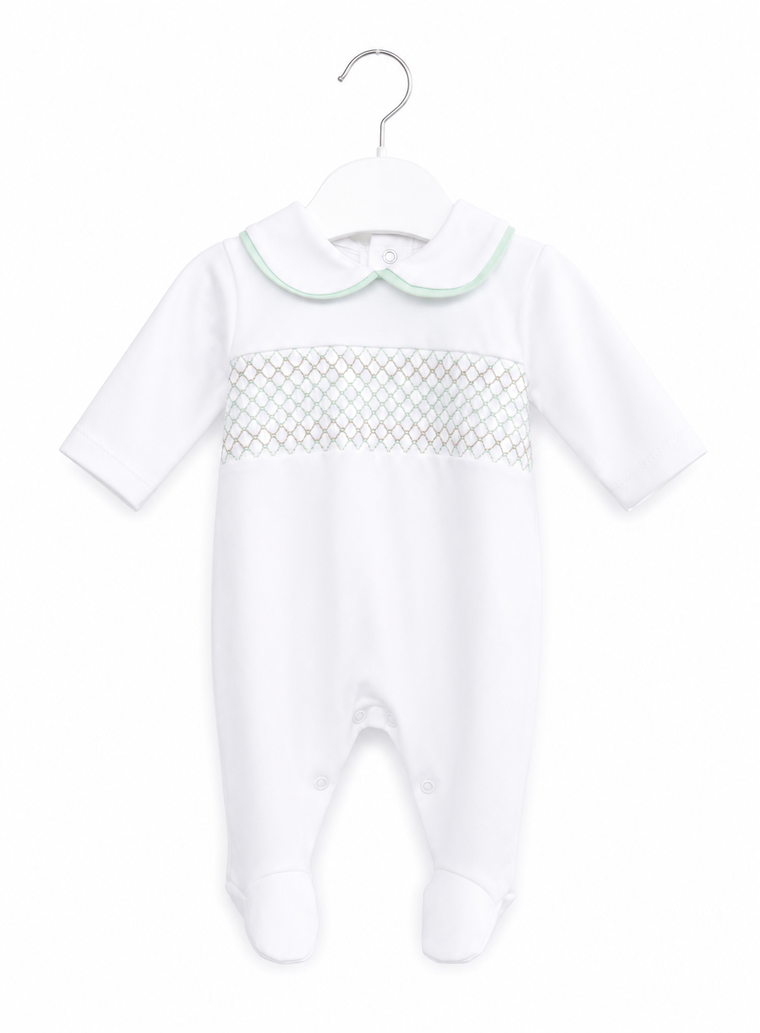 Mint Smocked Babygrow