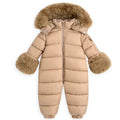 Beige Faux Fur Hooded Snowsuit 3M-3 Years