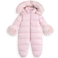 Baby Pink Faux Fur Hooded Snowsuit 3M-3 Years
