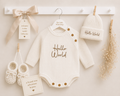 White Hello World Romper Set
