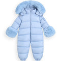 Baby Blue Faux Fur Hooded Snowsuit 3M-3 Years