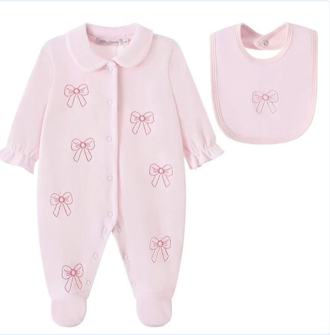 Pink with pink bow babygrow gift set