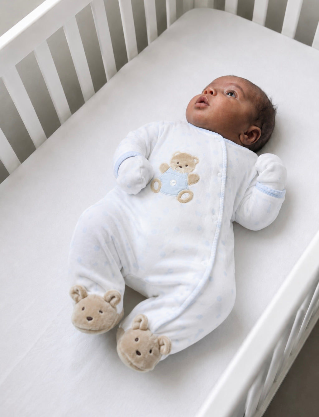 Blue Teddy Spot Sleepsuit