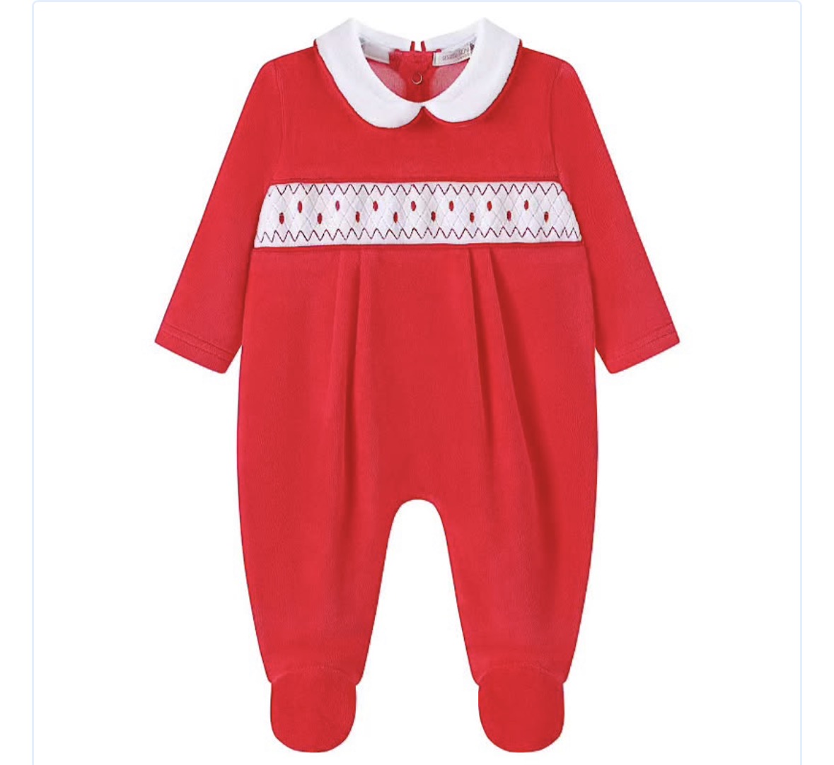 Red velour dot babygrow