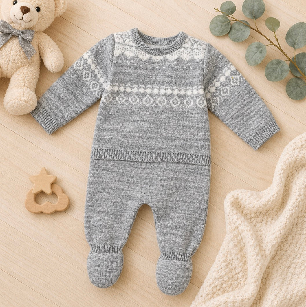 Grey/ White Fairisle 2 piece set