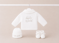 White  Hello World Cardigan Gift Set