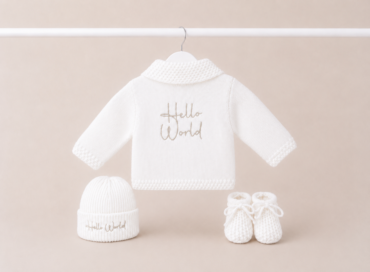 White  Hello World Cardigan Gift Set
