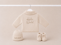 Beige Hello World Cardigan Gift Set