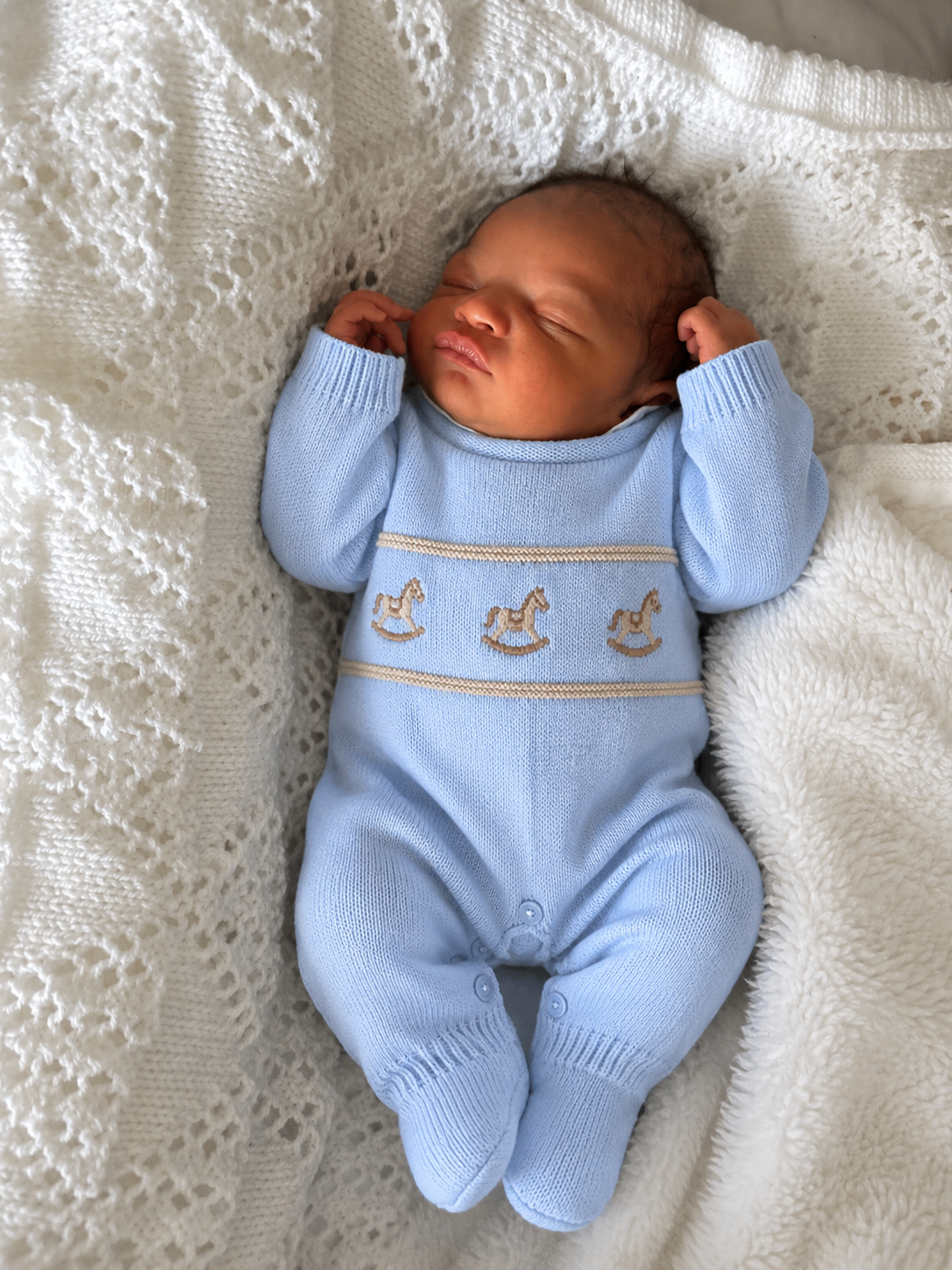 Blue Dandelion Rocking Horse Babygrow