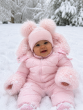 Baby Pink Faux Fur Hooded Snowsuit 3M-3 Years