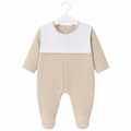 Beige velour bib babygrow