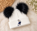 **PRE ORDER** White & Navy Peter Rabbit Double Pom Hat