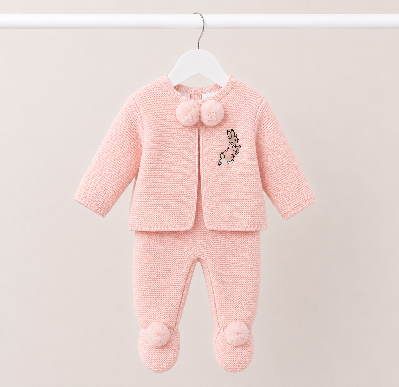 Pink Peter Rabbit Pom Pom Suit