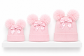 Pink Bow double Pom hat