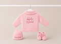 Pink Hello World Cardigan Gift Set