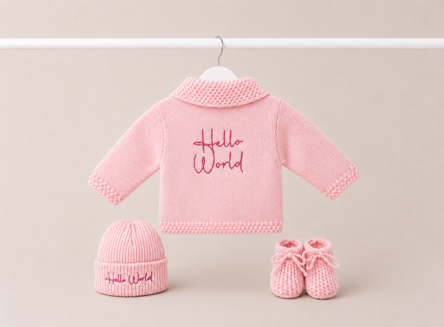 Pink Hello World Cardigan Gift Set