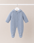 Blue Knitted Teddy Bear Pramsuit