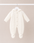 White Knitted Teddy Bear Pramsuit