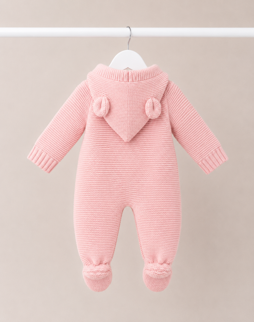 Pink Knitted Teddy Bear Pramsuit