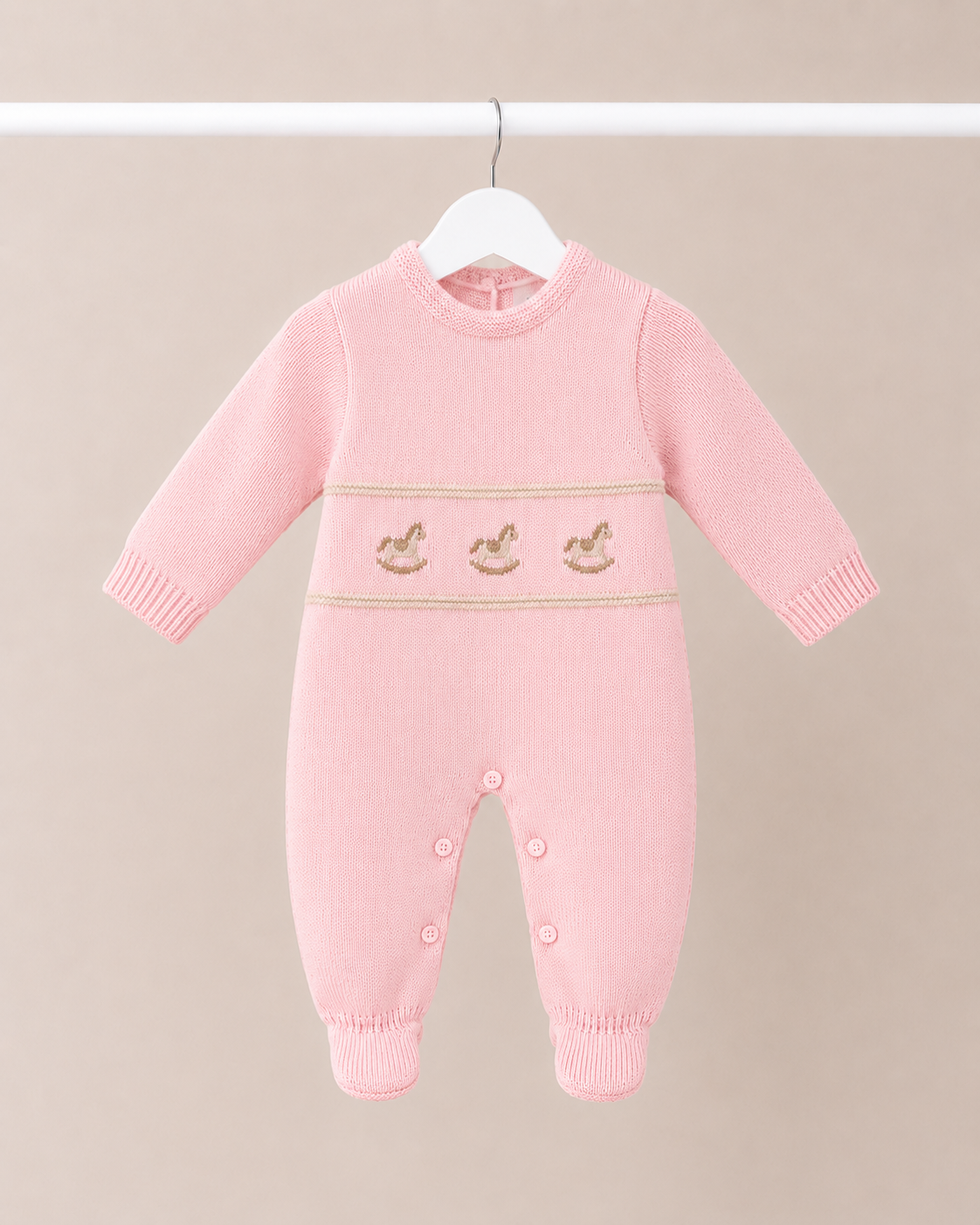 Pink Dandelion Rocking Horse Babygrow