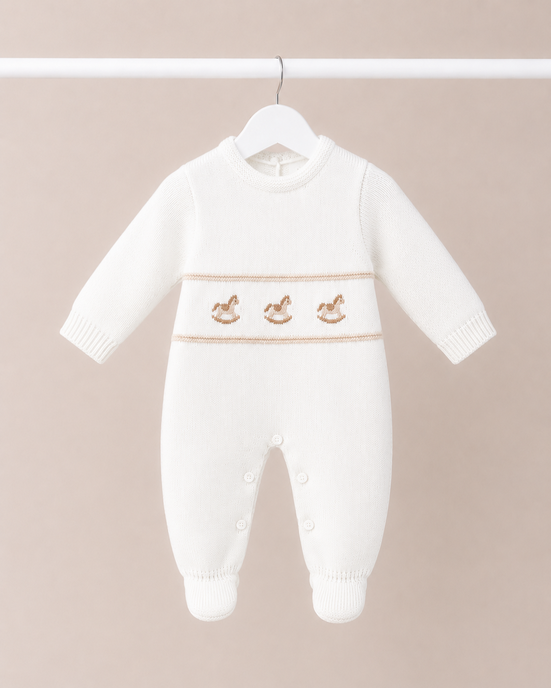 White Dandelion Rocking Horse Babygrow