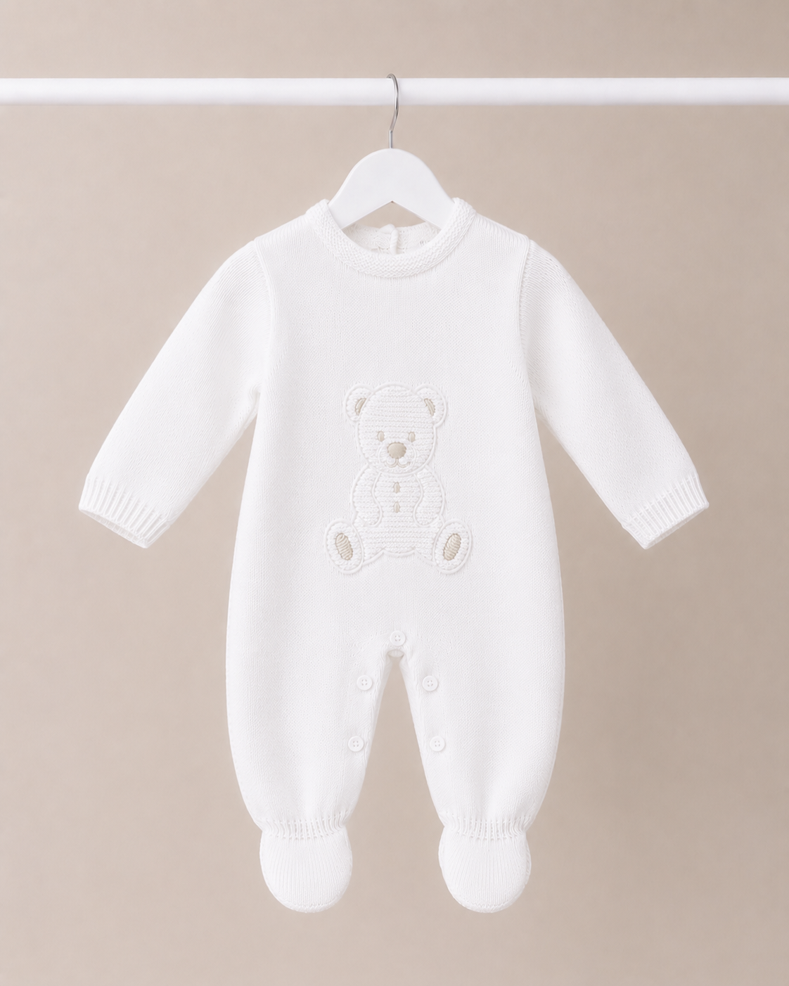 White Dandelion Teddy Babygrow