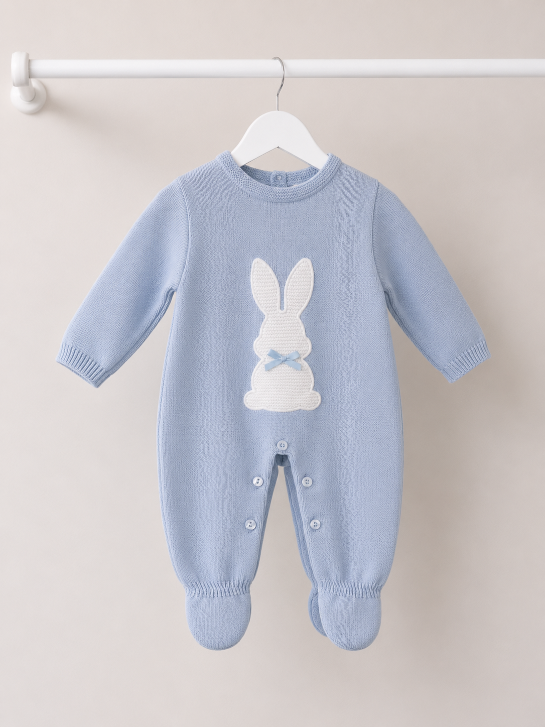 Blue Bunny Knitted Babygrow