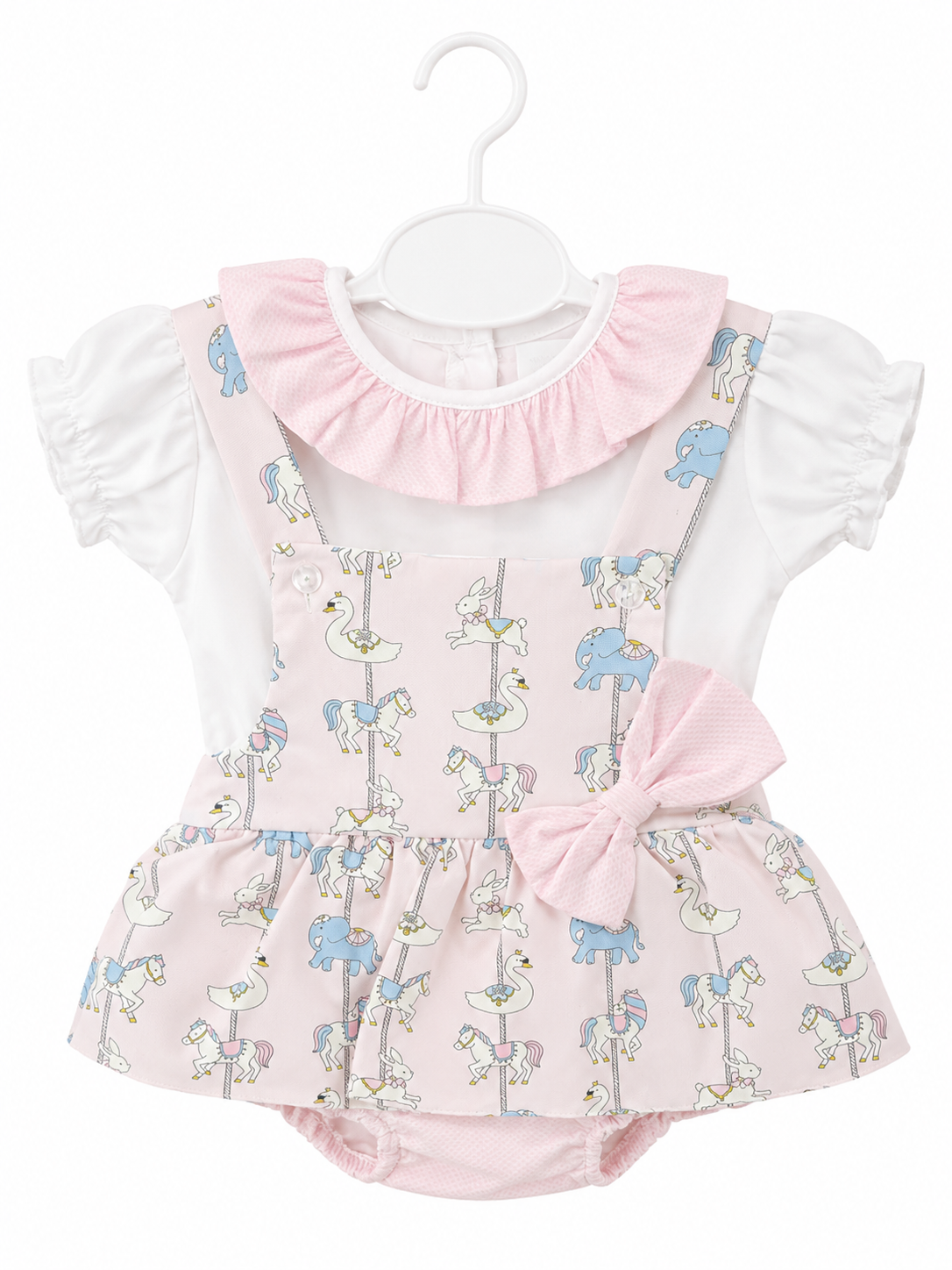 Spanish Baby Girls Pink Carousel Romper Set