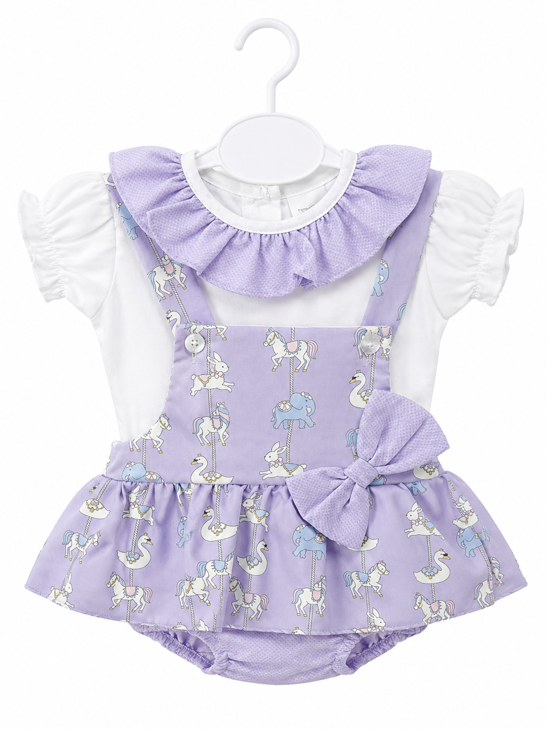 Spanish Baby Girls Carousel Romper Set - Purple