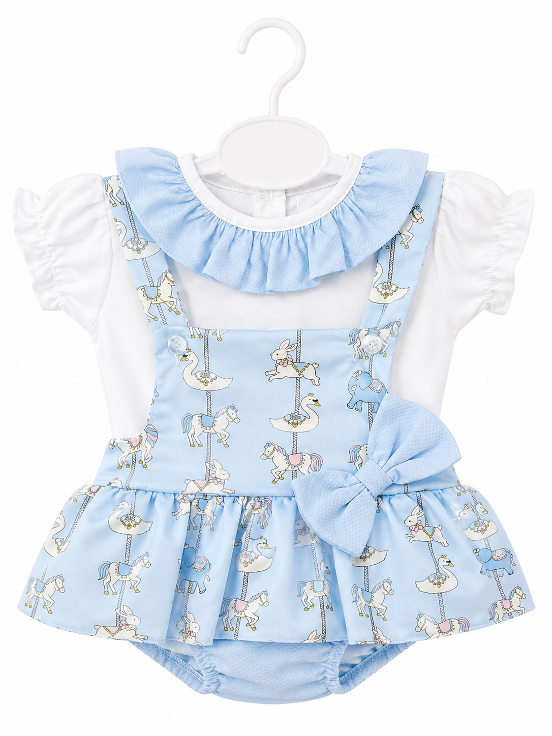 Spanish Baby Girls Carousel Romper Set - blue