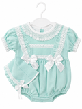 Spanish Mint Romper with Bonnet