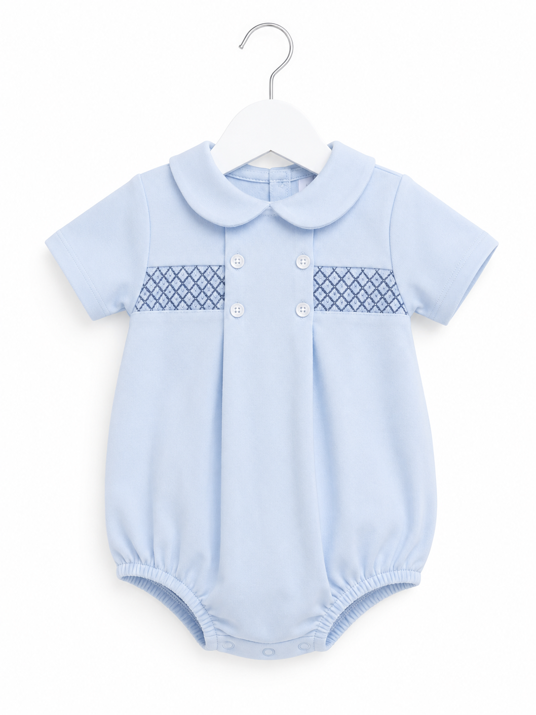 Boys Smocked Blue and Navy Romper