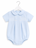 Boys Smocked Blue with white Romper