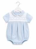 Blue and White Dotted Romper