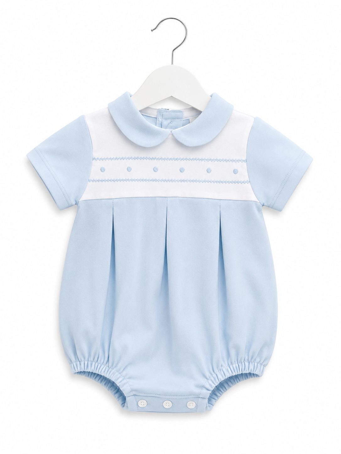 Blue and White Dotted Romper
