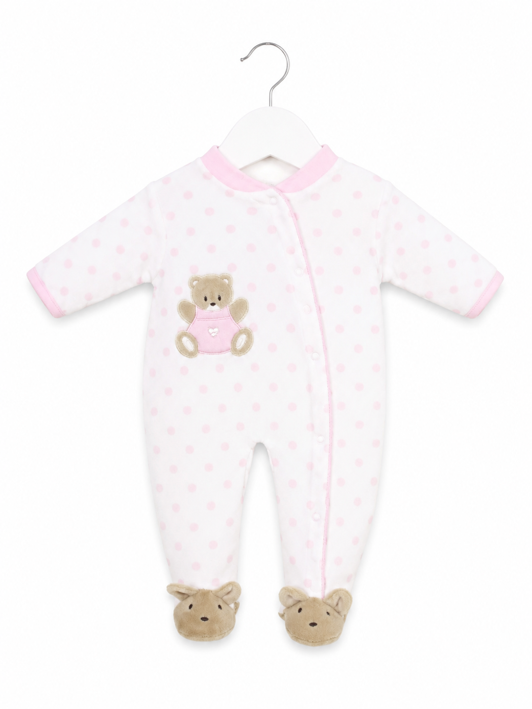 Pink Teddy Spot Sleepsuit