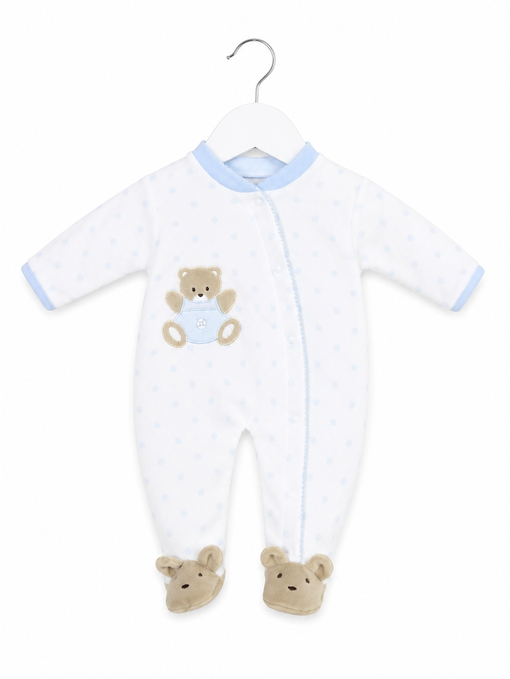 Blue Teddy Spot Sleepsuit