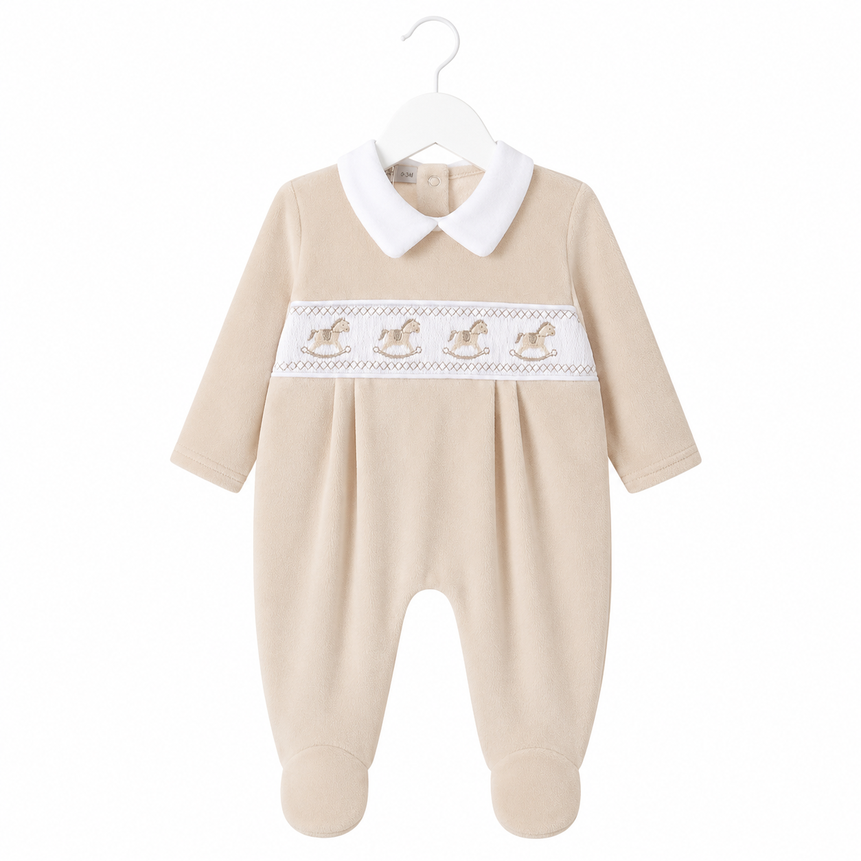 Beige Rocking Horse Babygrow