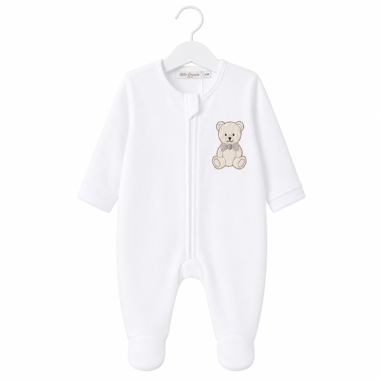 White and Blue Teddy Babygrow