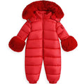 Red Faux Fur Hooded Snowsuit 3M-3 Years